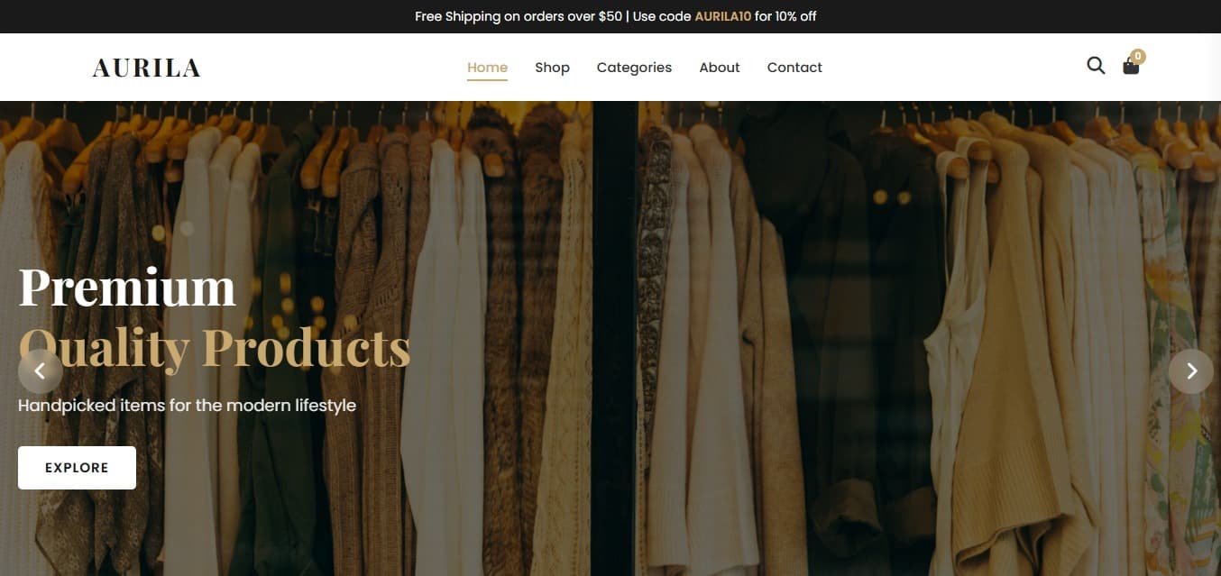 Aurila online store mockup by PixiTech Studio
